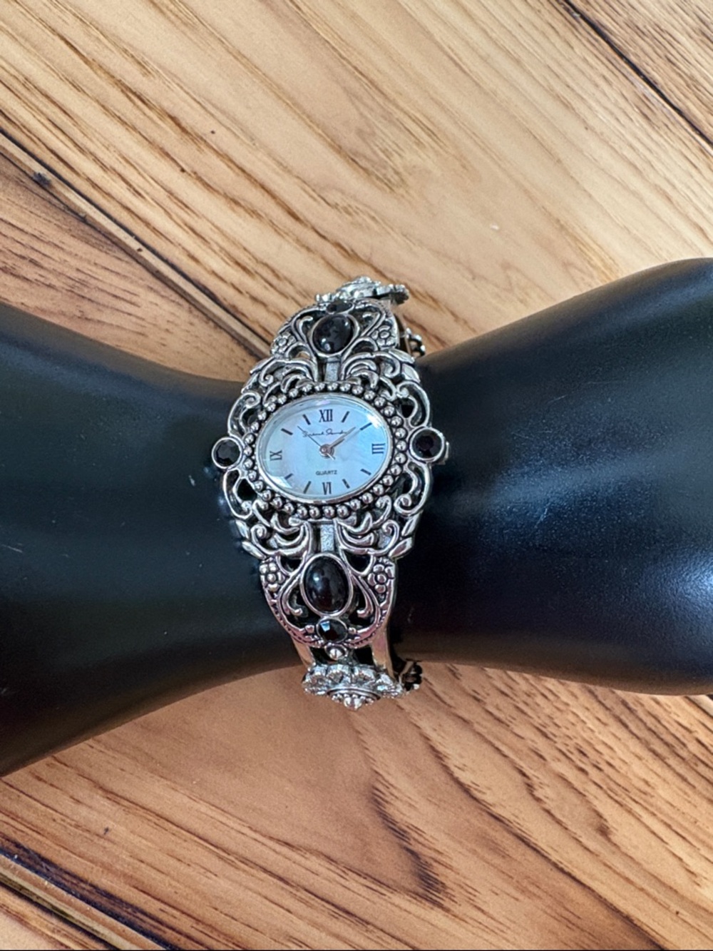 Vintage French Laundry Filigree Silver-Tone Bracelet Watch